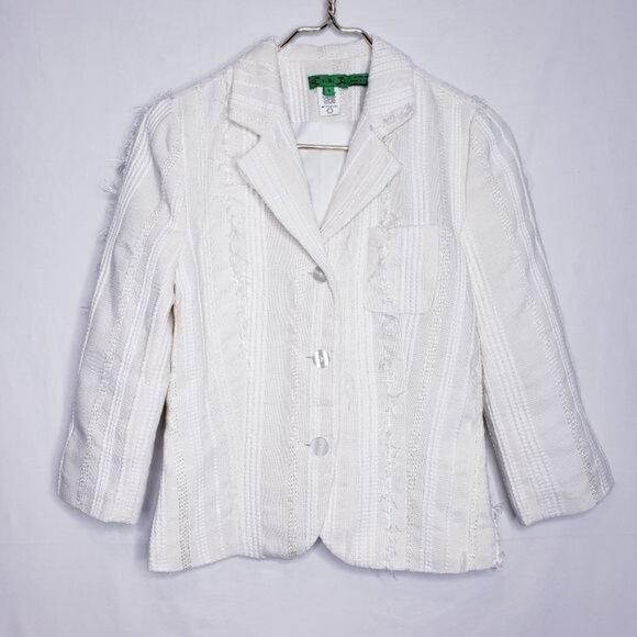 Tibi Vintage Green Label Cream Textured Blazer Jacket Women's Size Small - Picture 11 of 11
